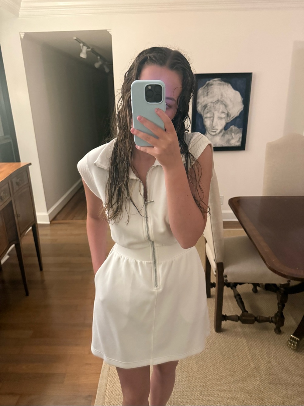 Sleeveless White Zip-Front Dress - Picture 3 of 3